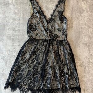Francescas black lace cocktail dress knee length sleeveless party dress womens M